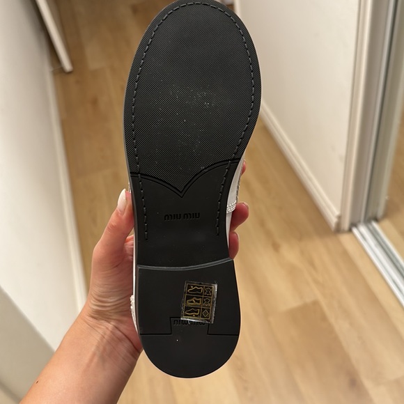 Miu Miu  Penny White Leather Loafers - size 8 - Picture 8 of 8